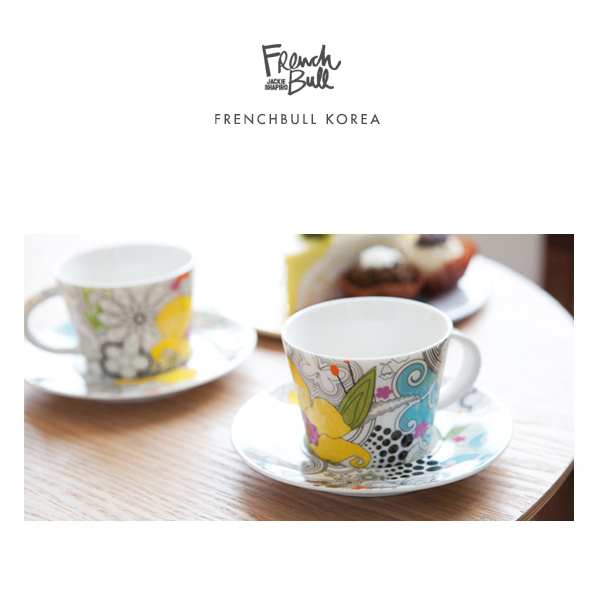 [프렌치불] 뉴 본차이나 도자기 커피잔 2인조