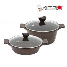 셰프라인 리빙앤쿡 화강암냄비 2종 (24양수+24전골)
