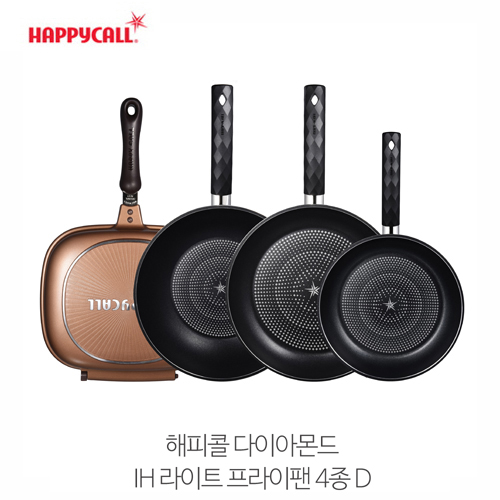 해피콜 다이아몬드 IH 라이트 프라이팬 4종D(IH 프라이팬 20cm, 26cm, IH 궁중팬 26cm, 다용도 양면팬)