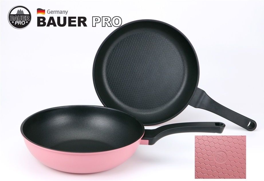 [BAUER PRO GERMANY] 바우어 프로 티타늄+세라믹 5중코팅 후라이팬 2종 세트/28cm 후라이팬, 28cm궁중팬