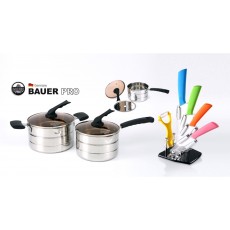 [BAUER PRO GERMANY]독일 바우어 프로 3중바닥 IH Multi 냄비 2종 + 세라믹 칼 6종 세트