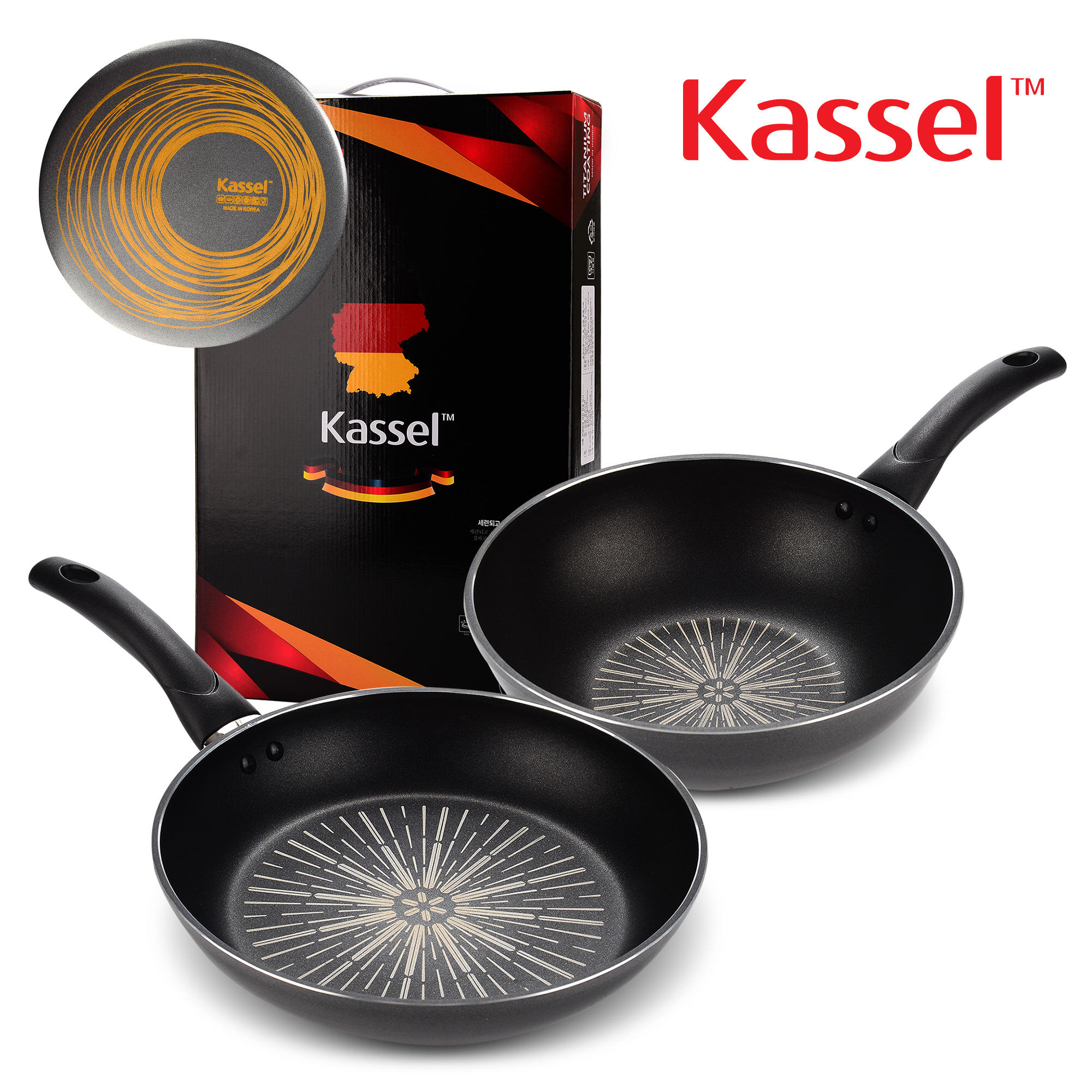 [Kassel ] 카셀 단조형 티타늄 후라이팬 2종B세트[후28cm+궁26cm]