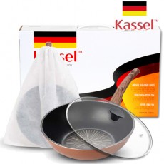 [Kassel ] 카셀 티타늄코팅 실리콘 손잡이 궁중팬 28cm +유리뚜껑