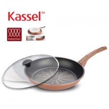 [Kassel ] 카셀 티타늄코팅  실리콘 손잡이 인덕션(IH) 후라이팬 28cm +유리뚜껑