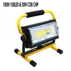 100W COB 투광기(아답터 포함) /1 00LED 30W COB 충전식 투광기 작업등 랜턴 100와트