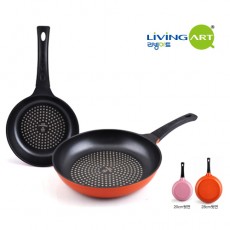 [리빙아트] 자이언트 다이아몬드팬 2종 (애그팬20Cm(핑크),후라이팬28Cm(오렌지)), lhs-7002se