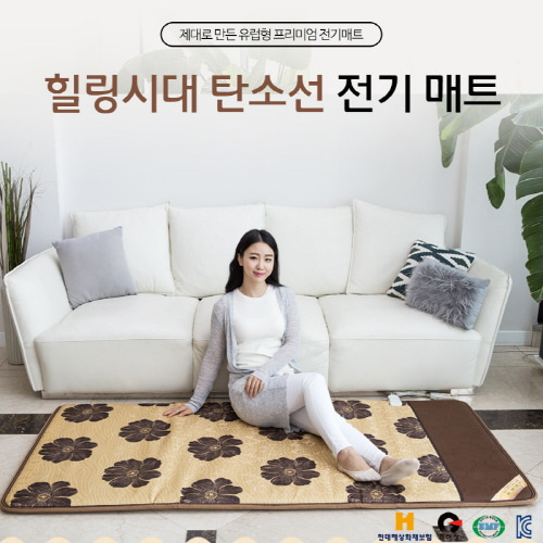 [대진전자]힐링시대 EMF 인증 1난방 탄소열선 전기매트 싱글1000*2000mm DEB-6031