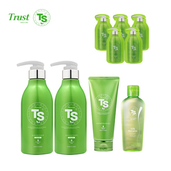 [TS샴푸] 프리미엄 TS 샴푸 500ml×2개+프리미엄 TS 트리트먼트 200m+TS 실크 케라틴 헤어 에센스 170ml+프리미엄 샴푸 6ml×5개