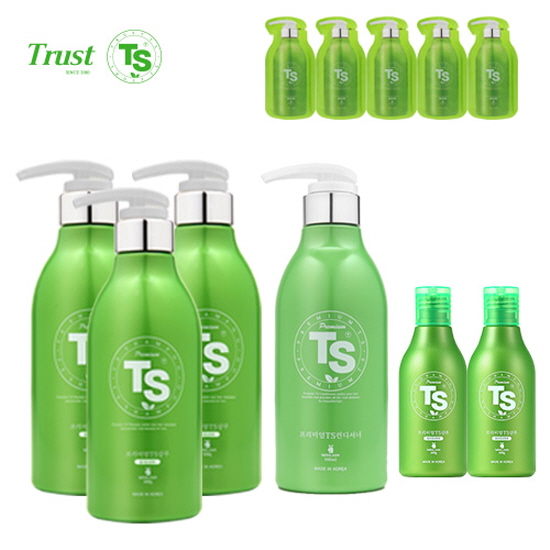 [TS샴푸] 프리미엄 TS 샴푸 500ml×3개+프리미엄 TS 샴푸 100ml×2개+프리미엄 TS 컨디셔너 500ml+프리미엄 샴푸 6ml×5개