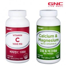 [GNC] 비타민C1000 (60정) + 칼슘앤마그네슘 위드 비타민D(90정)