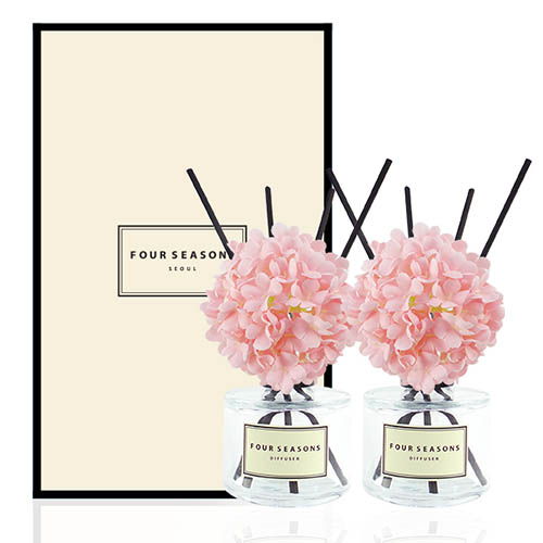포시즌 플라워 디퓨저 120ml 더블 선물세트 미니수국_핑크