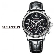 스콜피온 남성 가죽 손목시계 SP3342L-BK
