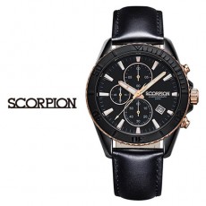 스콜피온 남성 가죽 손목시계 SP3314L-BKG