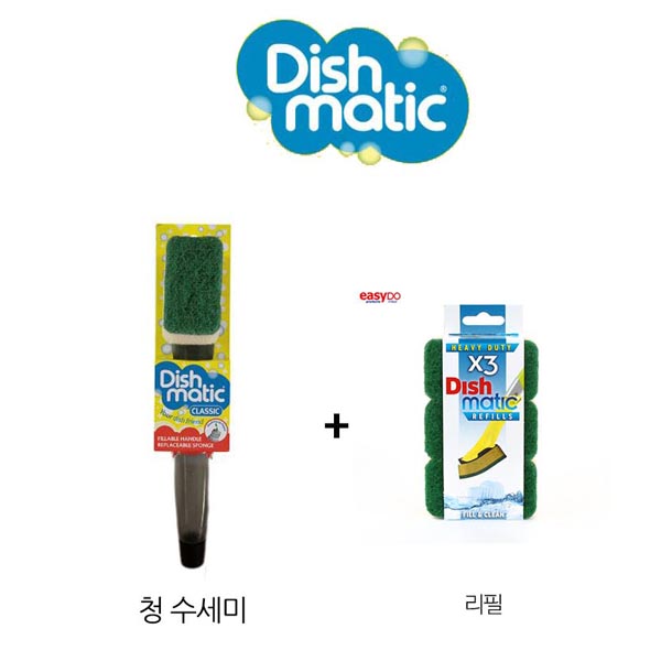 Dishmatic 스폰지수세미 수세미+리필3개