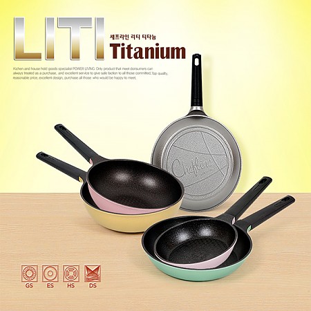 [셰프라인] 리빙앤쿡 티타늄 후라이
팬 4종(팬20cm,팬28cm,팬30cm,궁중28cm)