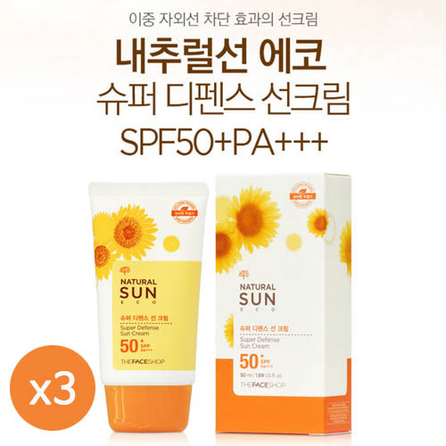 더페이샵 내추럴선 에코 슈퍼 디펜스 선크림 3개
