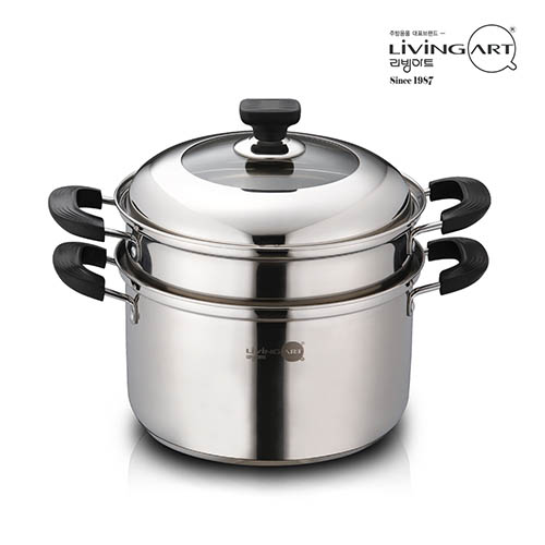 [리빙아트] 제로 스텐 24cm 2단 찜솥