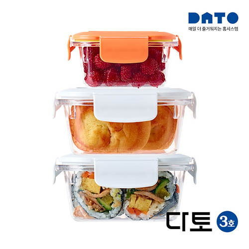 다토 밀폐용기 3호(380ml*1개,600ml*2개)