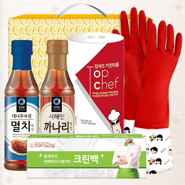 청정원 멸치액젓 까나리액젓 기모고무장갑 크린백 키친타올(5종)