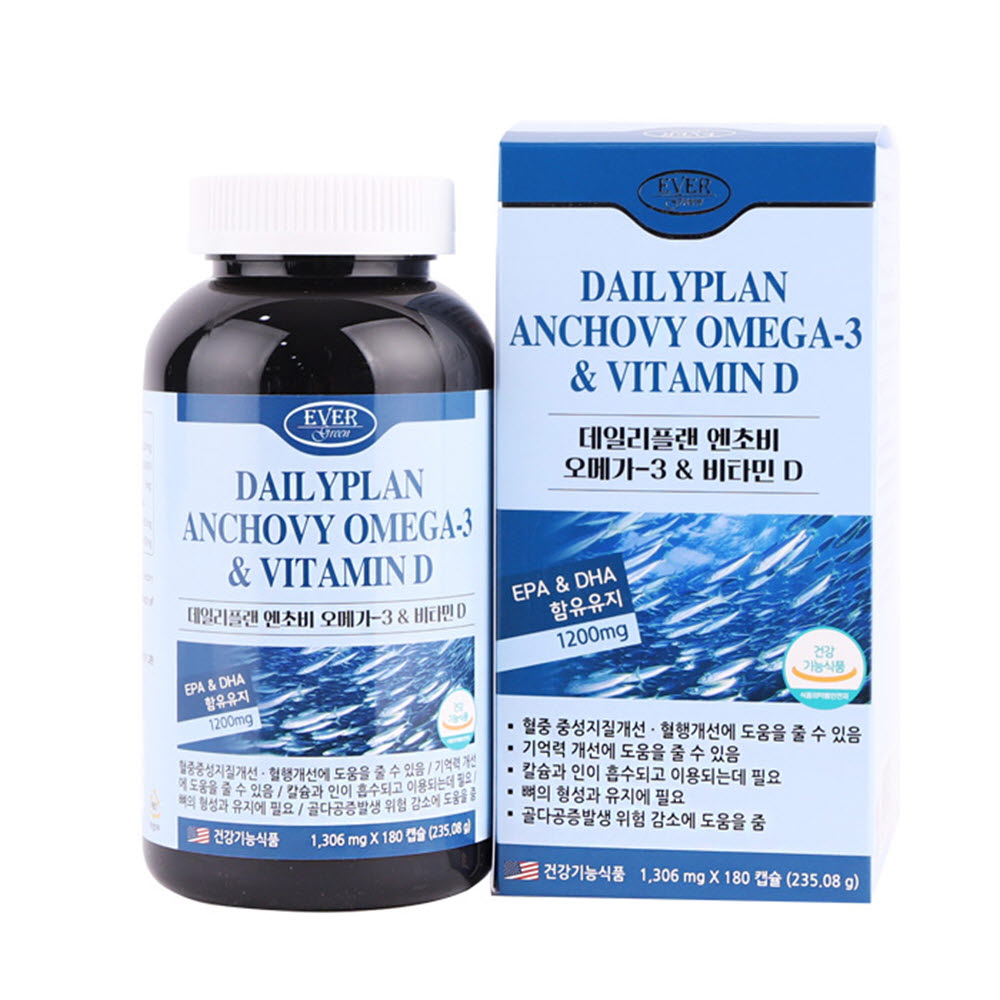 데일리플랜 엔쵸비오메가3 & 비타민D (1,306mg x 180캡슐) / 6개월分