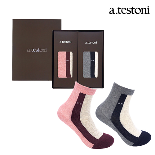 아,테스토니 세로 컬러 브로킹 여성양말 2족세트 ISSTW20031