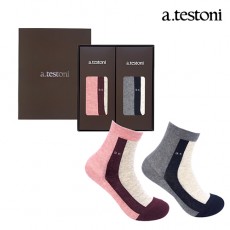 아,테스토니 세로 컬러 브로킹 여성양말 2족세트 ISSTW20031