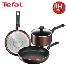 [테팔] 인덕션 초콜릿 티타늄 프로 프라이팬 24cm+28cm+
냄비 편수 18cm  TFC-IC48S8