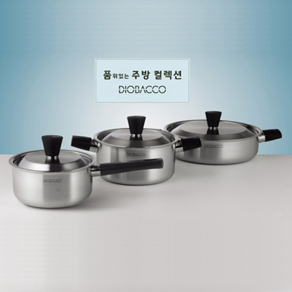 [리빙아트] 디오바코 POSSD 스텐냄비 3종(16cm 편수, 18cm 양수, 24cm 곰솥) IH사용 가능
