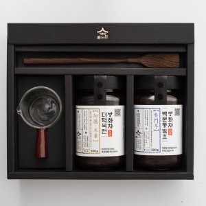 숙이의 뿌리효소 이야기 프리미엄 선물세트 더덕목련쌍화차+맥문동 발효쌍화차+ 원목 티스푼 + 계량컵