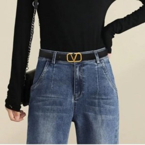 바실리 여성 금장 버클 포인트 정장 가죽 벨트 허리띠