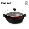 [Kassel] 카셀 버건디 티타늄 (IH)인덕션 만능 전골냄비팬 28cm + 유리뚜껑 28cm