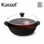 [Kassel] 카셀 버건디 티타늄 (IH)인덕션 만능 전골냄비팬 28cm + 유리뚜껑 28cm