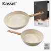 Kassel 카셀 인덕션 스톤 크림 세라믹 코팅 후라이팬 2종 C세트(28후,24궁)