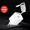 [유니콘] 릴타입 케이블일체형 멀티 2포트 GaN 65W PD 초고속충전기 갤럭시 아이폰 KA-800PD