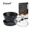 [Kassel] [카셀] 국내생산 블루 라이트 인덕션 (IH) 프라이팬 3종 B세트 (프라이팬28cm+ 궁중팬 28cm+유리뚜껑 28cm)