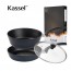 [Kassel] [카셀] 국내생산 블루 라이트 인덕션 (IH) 프라이팬 3종 B세트 (프라이팬28cm+ 궁중팬 28cm+유리뚜껑 28cm)