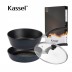 [Kassel] [카셀] 국내생산 블루 라이트 인덕션 (IH) 프라이팬 3종 B세트 (프라이팬28cm+ 궁중팬 28cm+유리뚜껑 28cm)