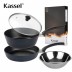 [Kassel] [카셀] 국내생산 블루 라이트 인덕션(IH) 프라이팬 4종세트 (프라이팬28cm+궁중팬28cm+유리뚜껑28cm+퓨어스텐 다용도볼 28cm)
