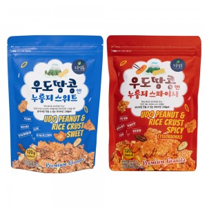 [건강미인] 제주 우도땅콩 앤 누룽지 그래놀라 스위트 120g,1개+떡볶이맛 120g,1개
