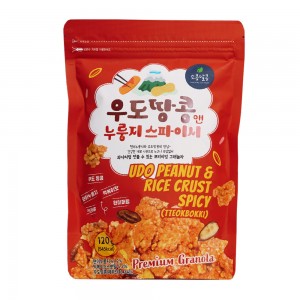 [건강미인] 제주 우도땅콩앤누룽지 스파이시 떡볶이맛 그래놀라 120g, 1개