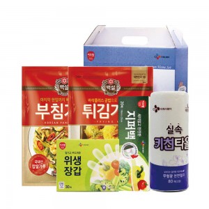 CJ부침가루,CJ튀김가루,CJ위생장갑,CJ지퍼백(소),키친타올 5종세트